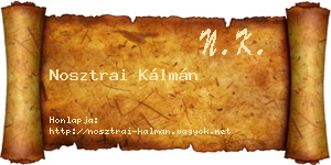 Nosztrai Kálmán névjegykártya